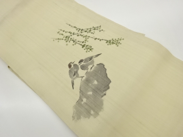 JAPANESE NAGOYA OBI FOR SUMMER / TSUMUGI / PLANTS / ARTIST WORK